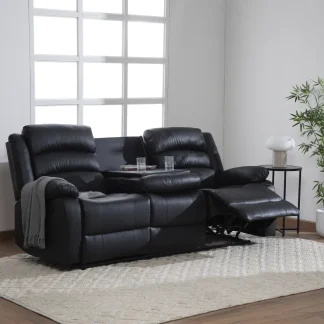 SOFÁ RECLINABLE 3 CUERPOS QUINTERO BLACK