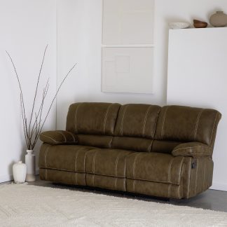 SOFÁ CUERO VIEJO 3 CUERPOS RECLINABLE COLBUN CAFÉ